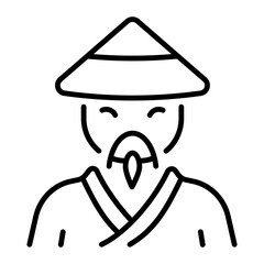 A line style icon showing asian monk  