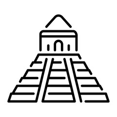 A line style icon showing aztec temple  