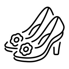 An outline style icon depicting wedding shoes  