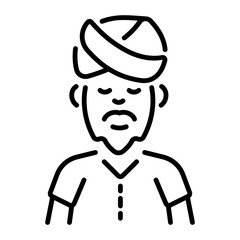 An outline style icon depicting turban  