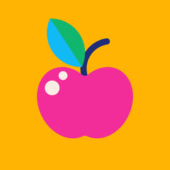 Bright Red Apple Vector Illustration