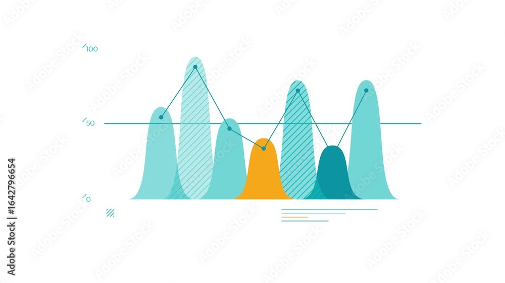 Poster animated element for business infographics - area chart with overlapping shapes
