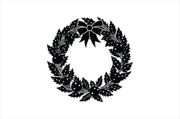 wreath chrismas vector, icon vector illustration, wreath silhouette of a wreath isolated on a white background, eps, png, svg,  vector,