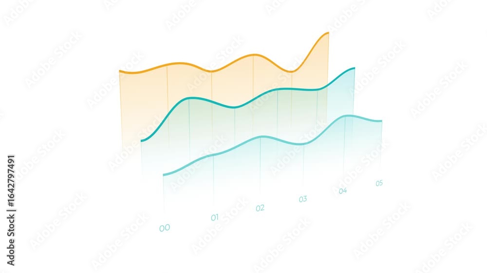 Poster animated element for business infographics - layered line chart
