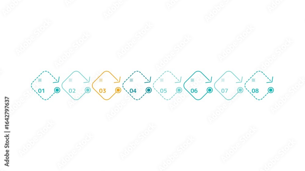 Poster animated element for business infographic - abstract eight-step timeline