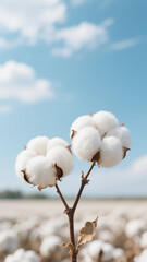 Two plump and fluffy cottons in the cotton field