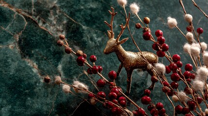 Festive decorative arrangement on a dark teal background.