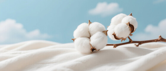 Full fluffy cotton on the cotton fabric