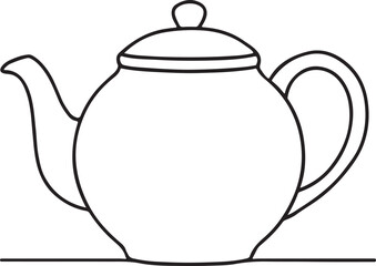 Elegant minimalist line drawing of a classic teapot vector art illustration