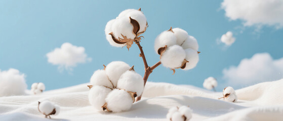 Full fluffy cotton on the cotton fabric