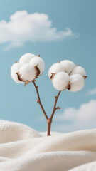 Full fluffy cotton on the cotton fabric