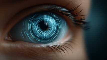 Blue Eye with Tech HUD Overlay, Future ,Technology