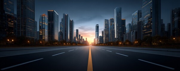 Cityscape Road Perspective Evening Skyline, urban , buildings
