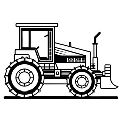 Vector art of grader tractor for road construction and earthmoving isolated on white background