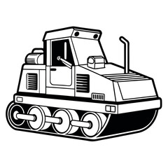 Vector art of road roller compactor for construction isolated on white background