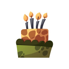 jungle style Birthday cake, vector illustration