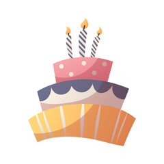 birthday cake with candles, vector illustration.