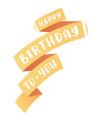 "Happy Birthday to you" greeting text. Handwritten lettering, vector illustration
