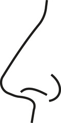 Human nose organ icon, vector outline for anatomy, medical, healthcare, biology, ENT, hospital, smell sense, and science illustration, with transparent background