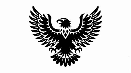 Obraz premium Stylized black eagle with outstretched wings and sharp talons on a white background image design art | editable eps vectors silhouette