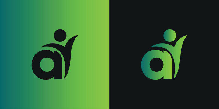 A creative logo of the lowercase letter 'a' with a person icon, symbolizing growth, success, and vitality, great for eco-friendly or wellness brands.
