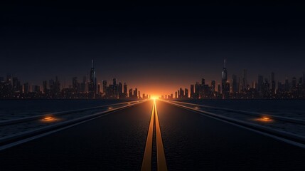 Night Cityscape Road Sunset's Urban Vision, City, Skyline