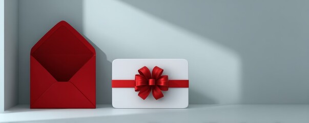 Red Envelope and Gift Box A Minimalist Greeting Concept ,Celebration,Holiday