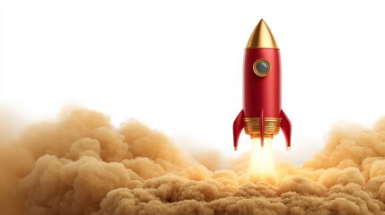 Red Rocket Launching Through Smoke, startup , innovation