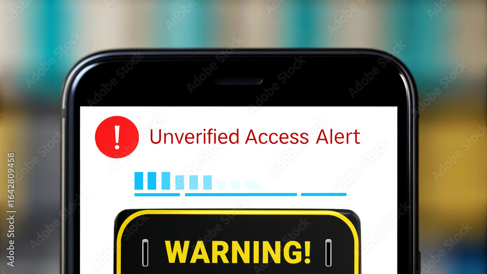 Aufkleber security risks of unverified access alerts in mobile devices digital security environment user aware