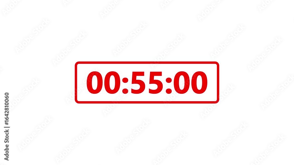 Poster one minute countdown animation from 60 seconds to 0 seconds on white background, one minute countdow