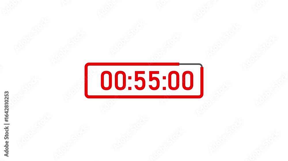 Poster one minute countdown animation from 60 seconds to 0 seconds on white background, one minute countdow
