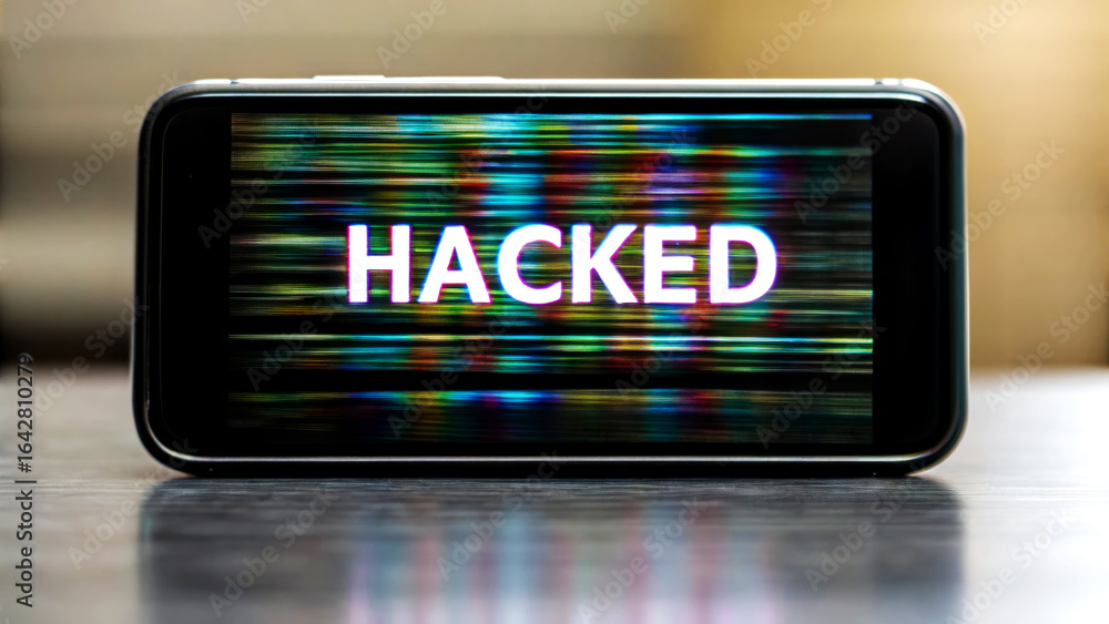 Poster addressing cybersecurity risks understanding phone hacking threats digital landscape visual guide of
