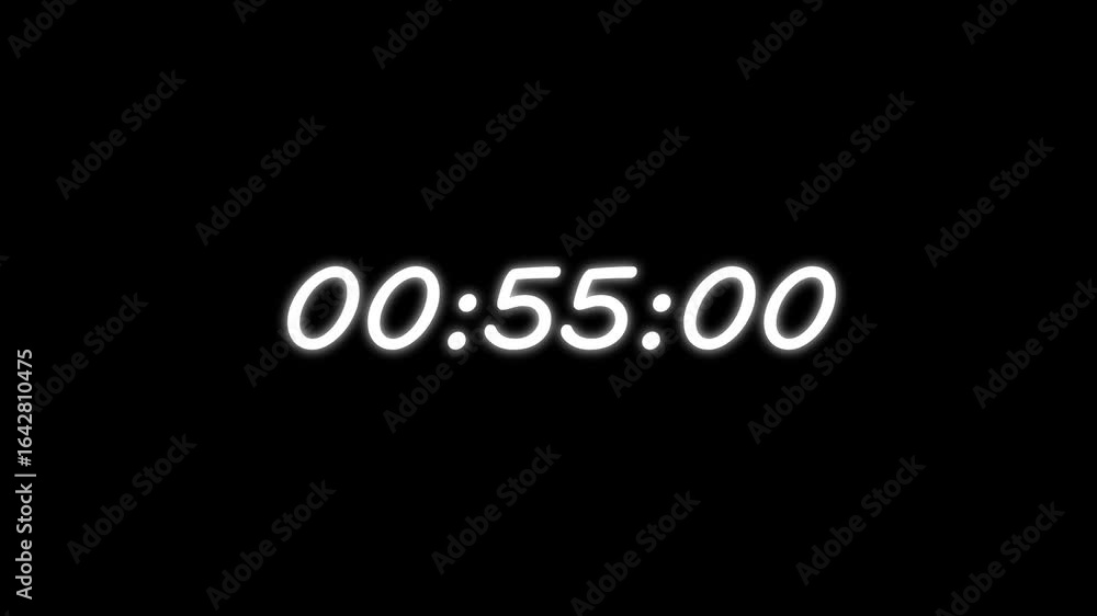 Poster one minute countdown animation from 60 seconds to 0 seconds on white background, one minute countdow