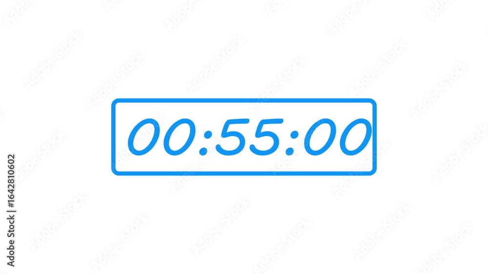 Poster one minute countdown animation from 60 seconds to 0 seconds on white background, one minute countdow
