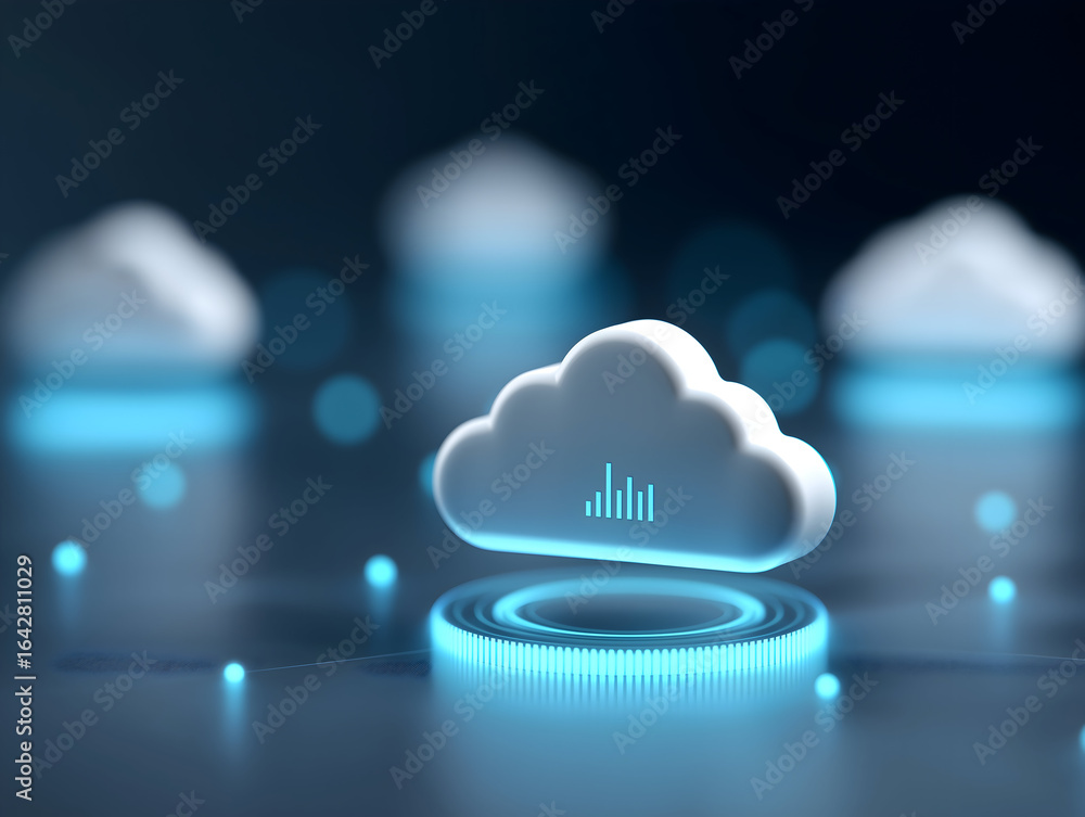 Aufkleber a stylized digital representation of a cloud with data visualization elements, symbolizing cloud com