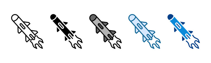 Cruise Missile Icon Set Multiple Style Collection