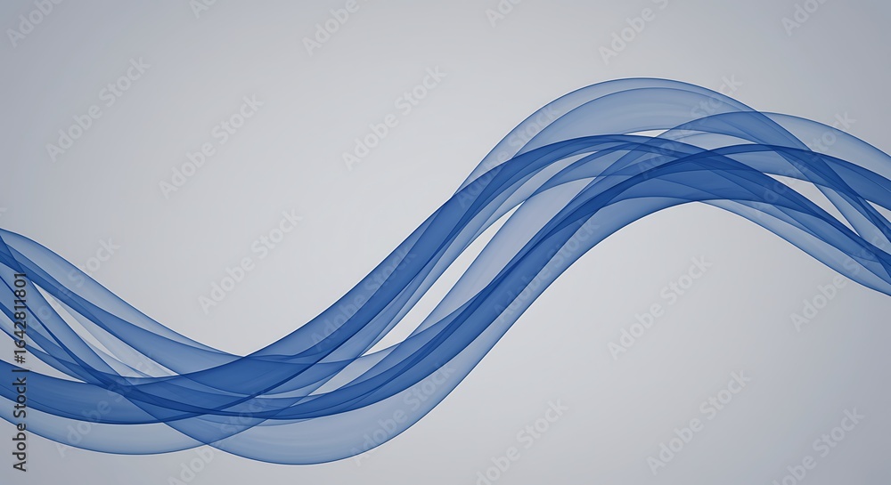Aufkleber a dynamic abstract background with smooth, wavy blue lines framing a central copy space.