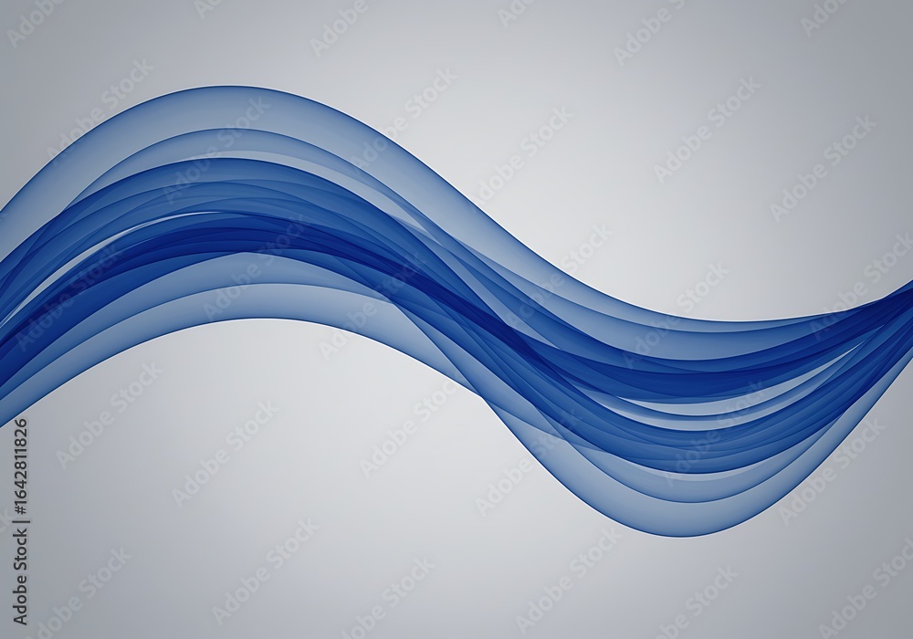 Poster abstract fluid design with soft blue curves on a light gray surface, perfect for presentations or we