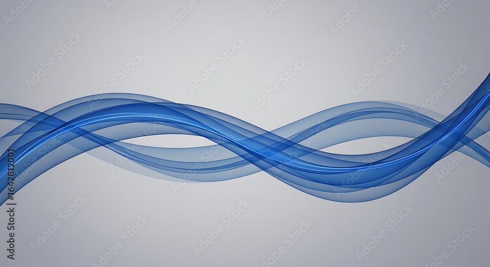 Poster a minimalist abstract design featuring a central light gray space framed by dynamic blue and white c