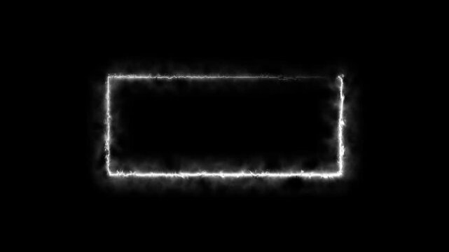 Abstract neon light rectangle frame and seamless loop pattern animation background. Gradient neon frames with smoke, led rectangular borders with mist effect, transparent glowing haze.4k video...l