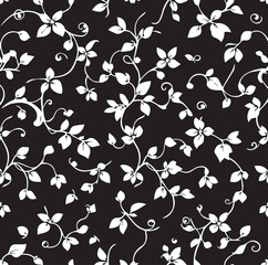 Seamless black and white floral viral pattern