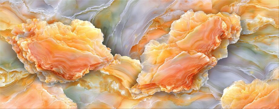 Abstract marble pattern in soft orange and pastel tones