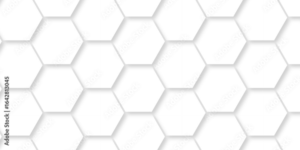 Poster minimal abstract white hexagonal background. luxury white pattern. futuristic grid honeycomb mosaic 