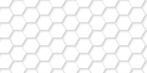 Fototapeta premium Abstract minimal White Hexagonal Background. Luxury White Pattern. Futuristic abstract honeycomb mosaic white background. geometric mesh cell texture. modern futuristic wallpaper. 