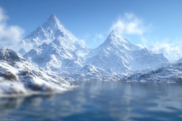 Snowy mountain range reflecting on a tranquil lake (2)