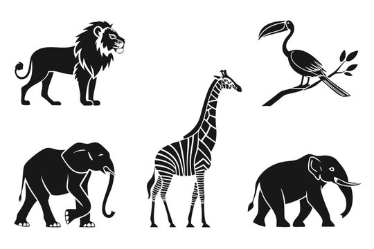 set of wild animals