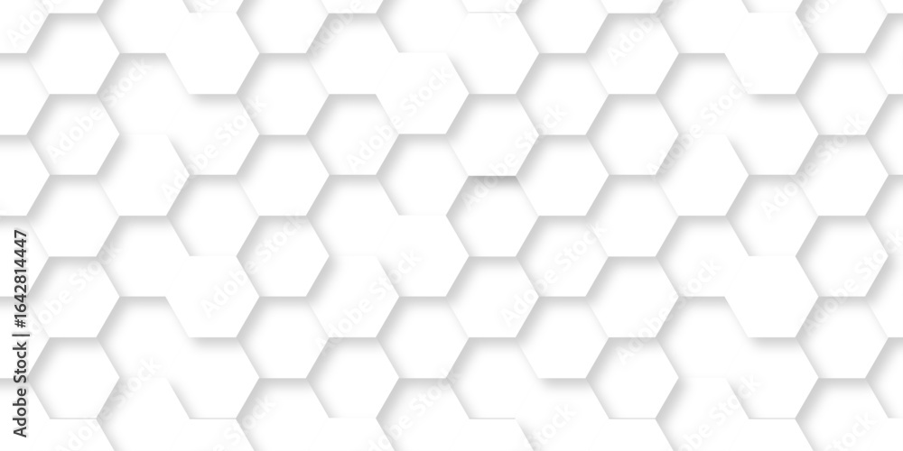Poster minimal abstract white hexagonal background. luxury white pattern. futuristic grid honeycomb mosaic 