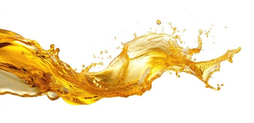 Golden liquid splashing and flowing