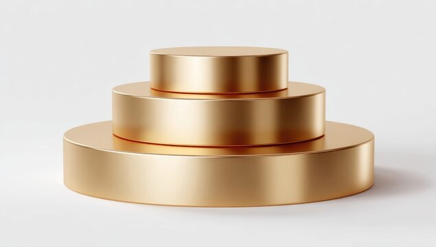 Gold tiered podium, metallic, minimalist, display