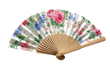 Elegant vintage hand fan with floral pattern, perfect for summer events or charming decor, adding a touch of classic beauty and grace to any occasion